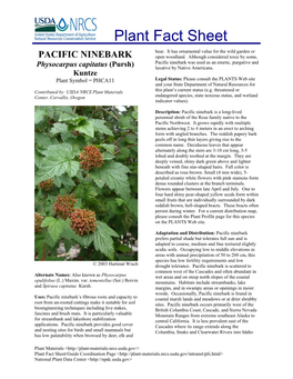 Plant Fact Sheet for Pacific Ninebark (Physocarpus Capitatus)