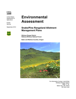 Environmental Assessment (EA) in Compliance with the National Environmental Policy Act (NEPA) and Other Relevant Federal and State Laws and Regulations