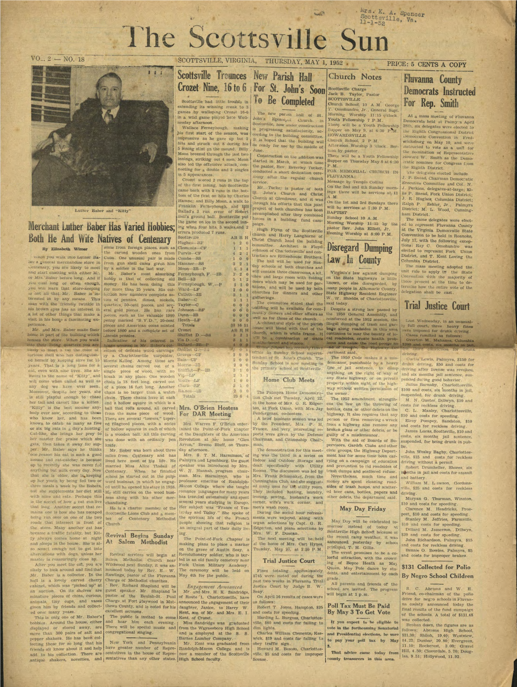 Scottsville Sun, 01 May 1952
