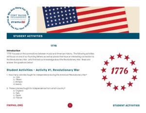 STUDENT ACTIVITIES 1776 Student Activities – Activity #1