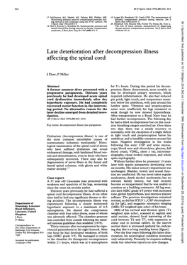Late Deterioration After Decompression Illness Affecting the Spinal Cord