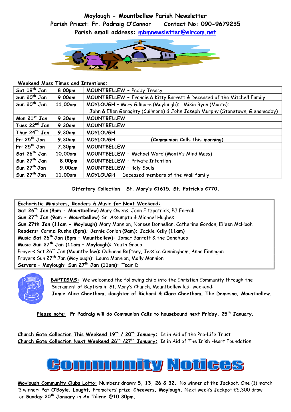 Mountbellew Parish Newsletter Parish Priest: Fr