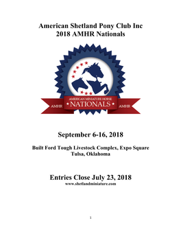 American Shetland Pony Club Inc 2018 AMHR Nationals September 6