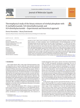 Thermophysical Study of the Binary Mixtures of Triethyl Phosphate With