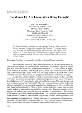 Freshman 15: Are Universities Doing Enough?