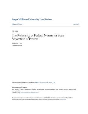 The Relevance of Federal Norms for State Separation of Powers Michael C