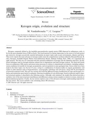 Kerogen Origin, Evolution and Structure