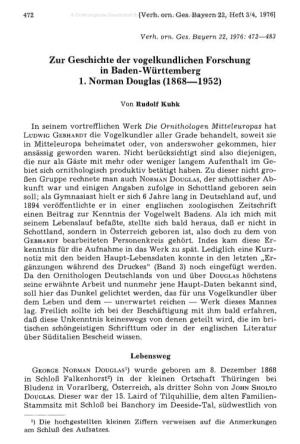 Zur Geschichte Der Vogelkundlichen Forschung in Baden-Württemberg 1. Norman Douglas (1868— 1952)