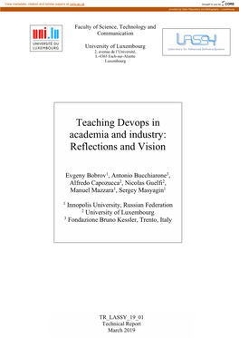 Teaching Devops in Academia and Industry: Reflections and Vision