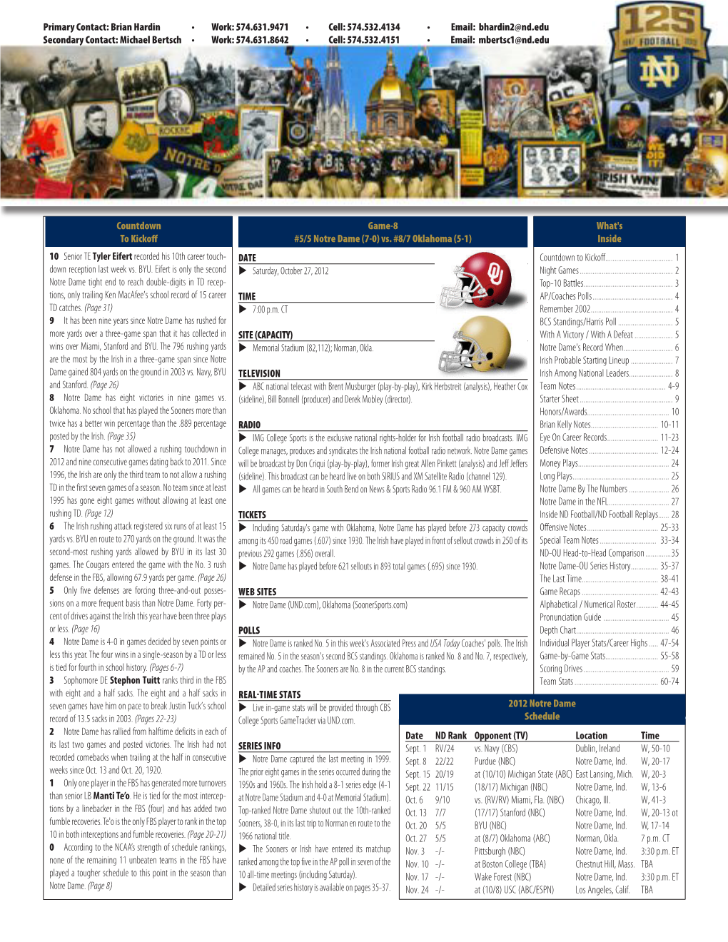 2012 Notre Dame Football Notes 1