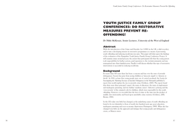 Youth Justice Family Group Conferences: Do Restorative Measures Prevent Re-Offending