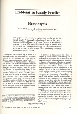 Problems in Family Practice Hemoptysis