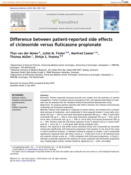 Difference Between Patient-Reported Side Effects of Ciclesonide Versus ﬂuticasone Propionate