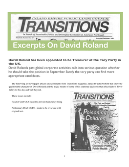 Excerpts on David Rolandjuly 11, 2010 Volume VII