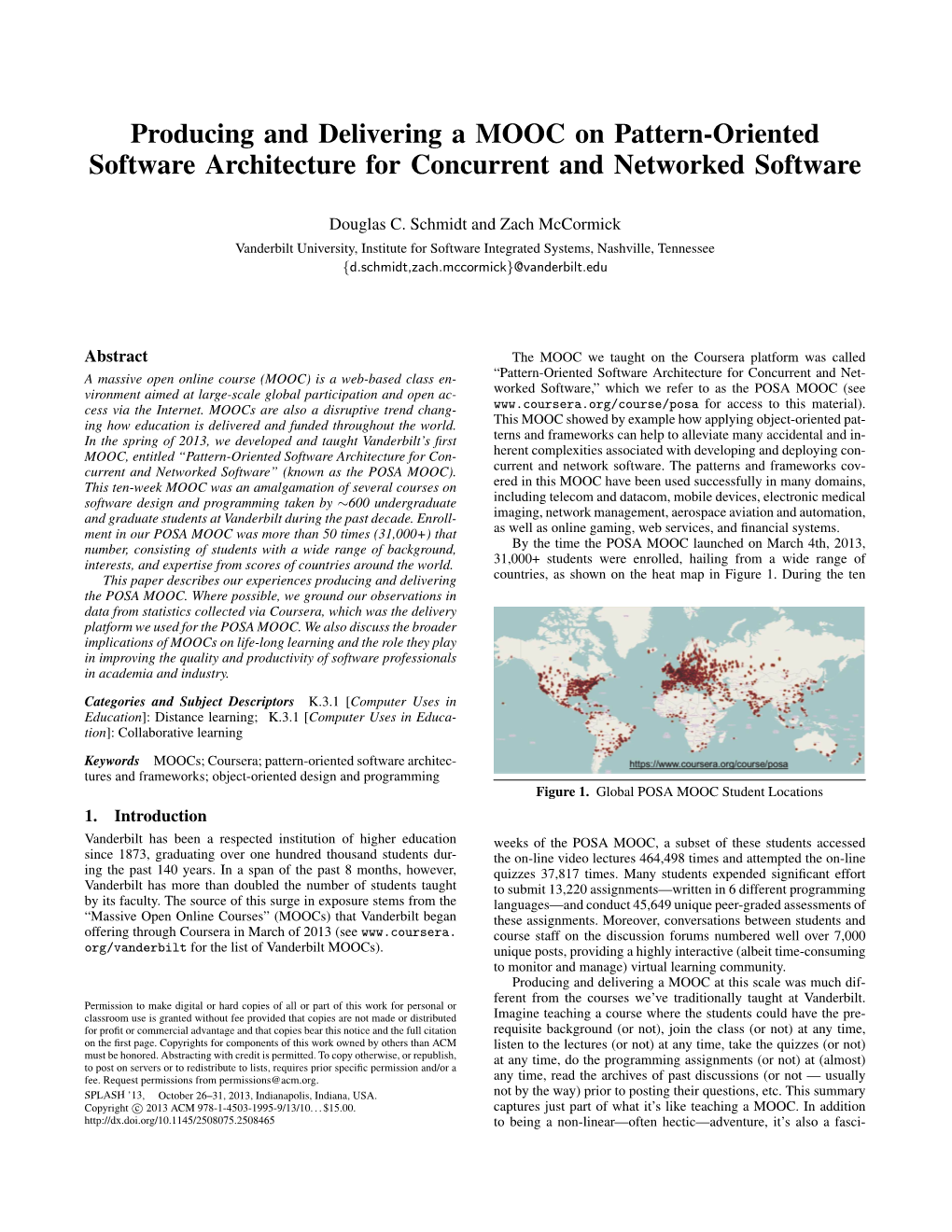 Producing and Delivering a MOOC on Pattern-Oriented Software Architecture for Concurrent and Networked Software