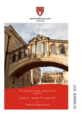 Hertford College, Oxford SUMMER