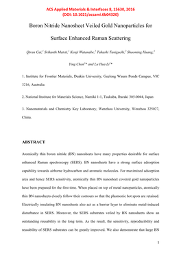 Boron Nitride Nanosheet Veiled Gold Nanoparticles for Surface