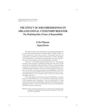 The Effect of Job Embeddedness on Organizational Citizenship Behavior