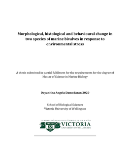 Morphological, Histological and Behavioural Change in Two Species of Marine Bivalves in Response to Environmental Stress