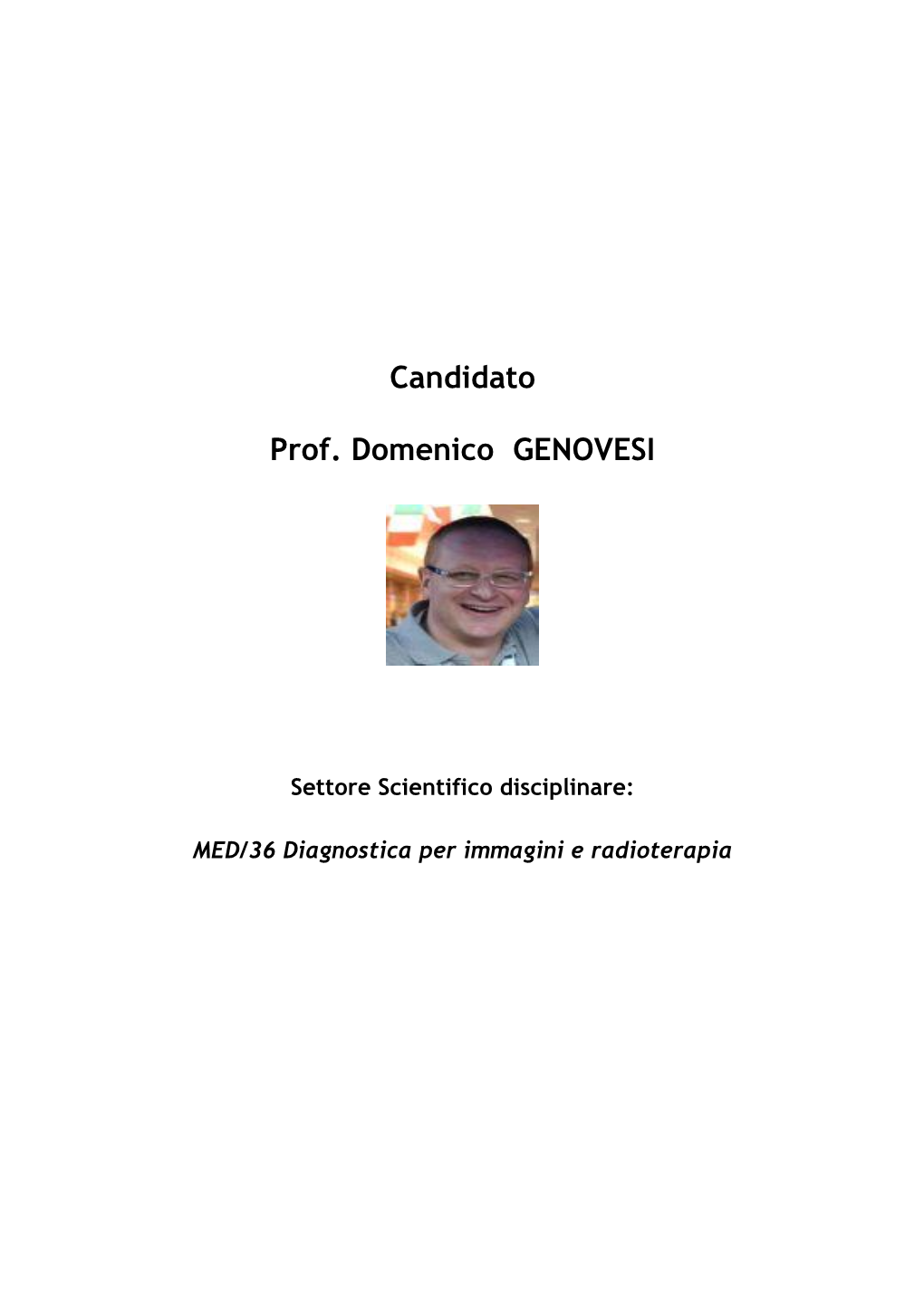 Candidato Prof. Domenico GENOVESI