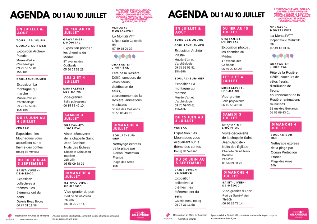 Agenda 1Er Au 10 Juillet