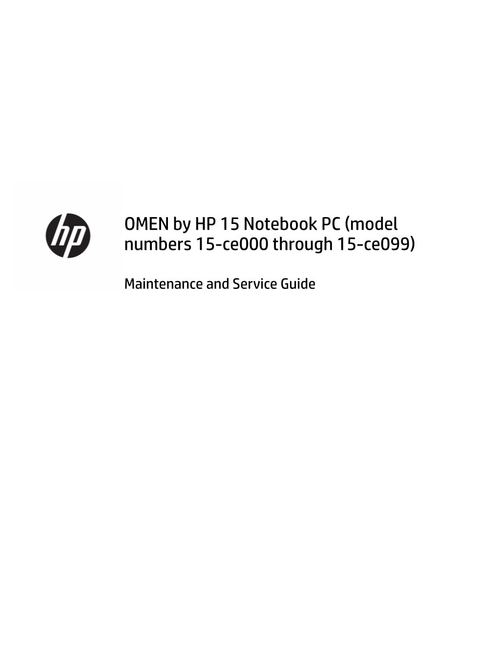 OMEN by HP 15 Notebook PC (Model Numbers 15-Ce000 Through 15-Ce099)