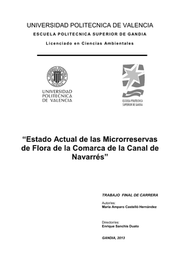 Estado Actual De Las Microrreservas De Flora De La Comarca De La Canal De Navarrés”