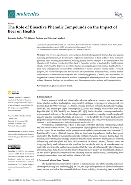 The Role of Bioactive Phenolic Compounds on the Impact of Beer on Health