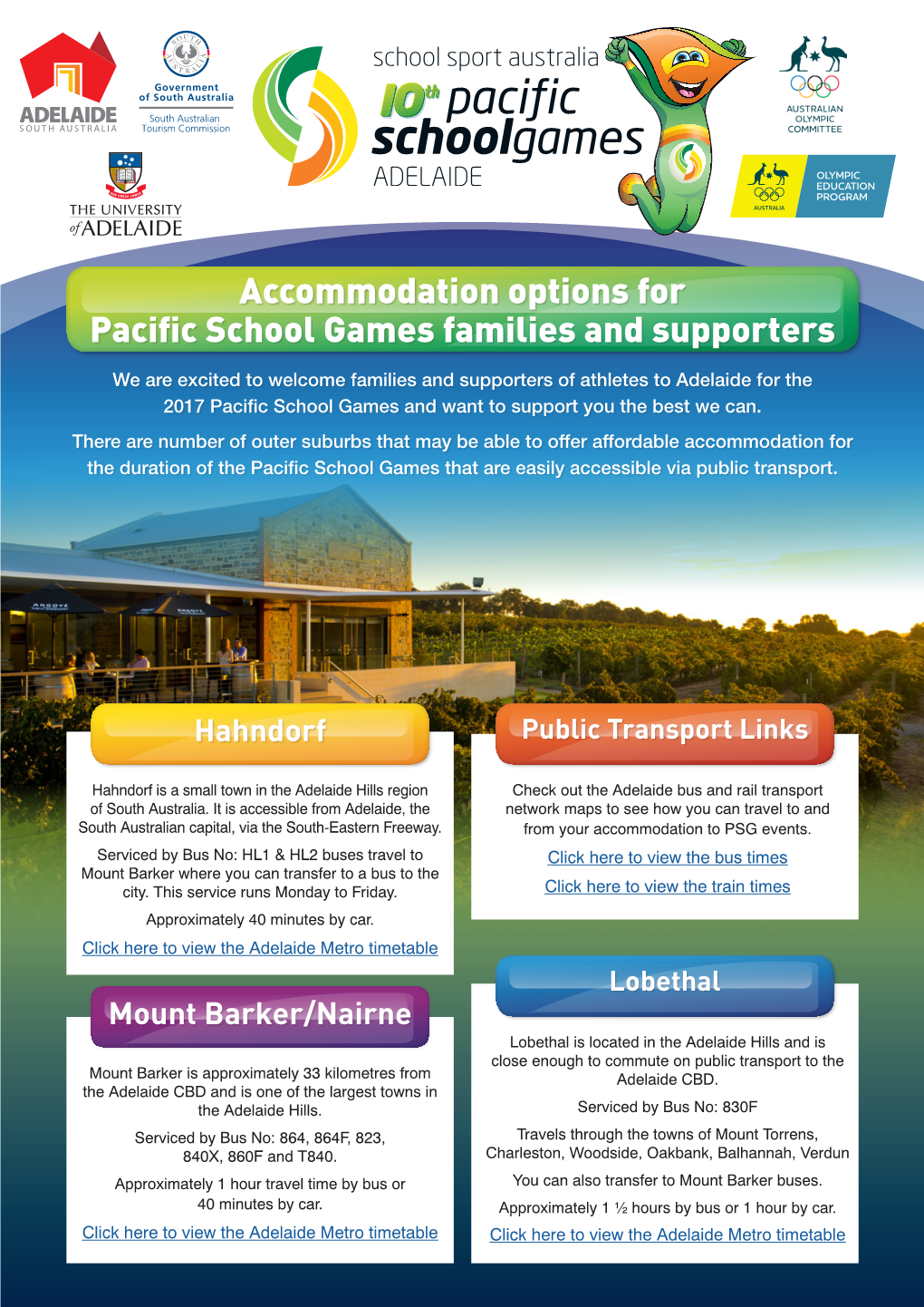 Accommodation Options for Pacific School Games Families and Supporters