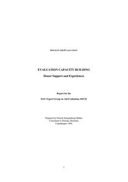 EVALUATION CAPACITY BUILDING Donor Support and Experiences