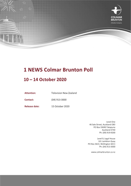 1 NEWS Colmar Brunton Poll 10 – 14 October 2020
