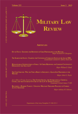 Military Law Review, Volume 223, Issue 3, 2015