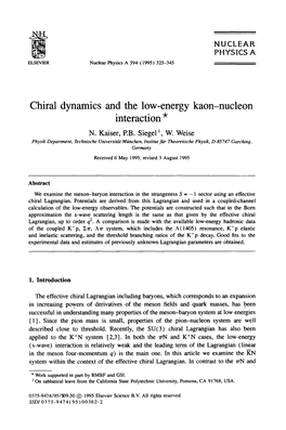 Chiral Dynamics and the Low-Energy Kaon-Nucleon Interaction * N