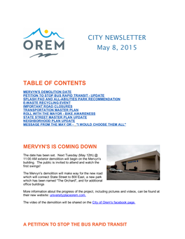 CITY NEWSLETTER May 8, 2015