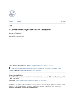 A Comparative Analysis of Civil Law Succession