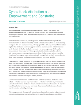 Cyberattack Attribution As Empowerment and Constraint 3