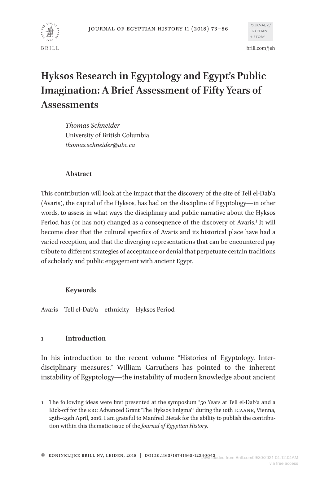 Hyksos Research in Egyptology and Egypt's Public Imagination