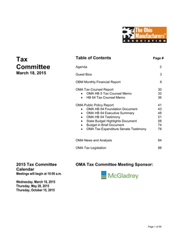 Tax Committee Agenda 2