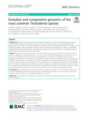 Evolution and Comparative Genomics of the Most Common Trichoderma Species Christian P