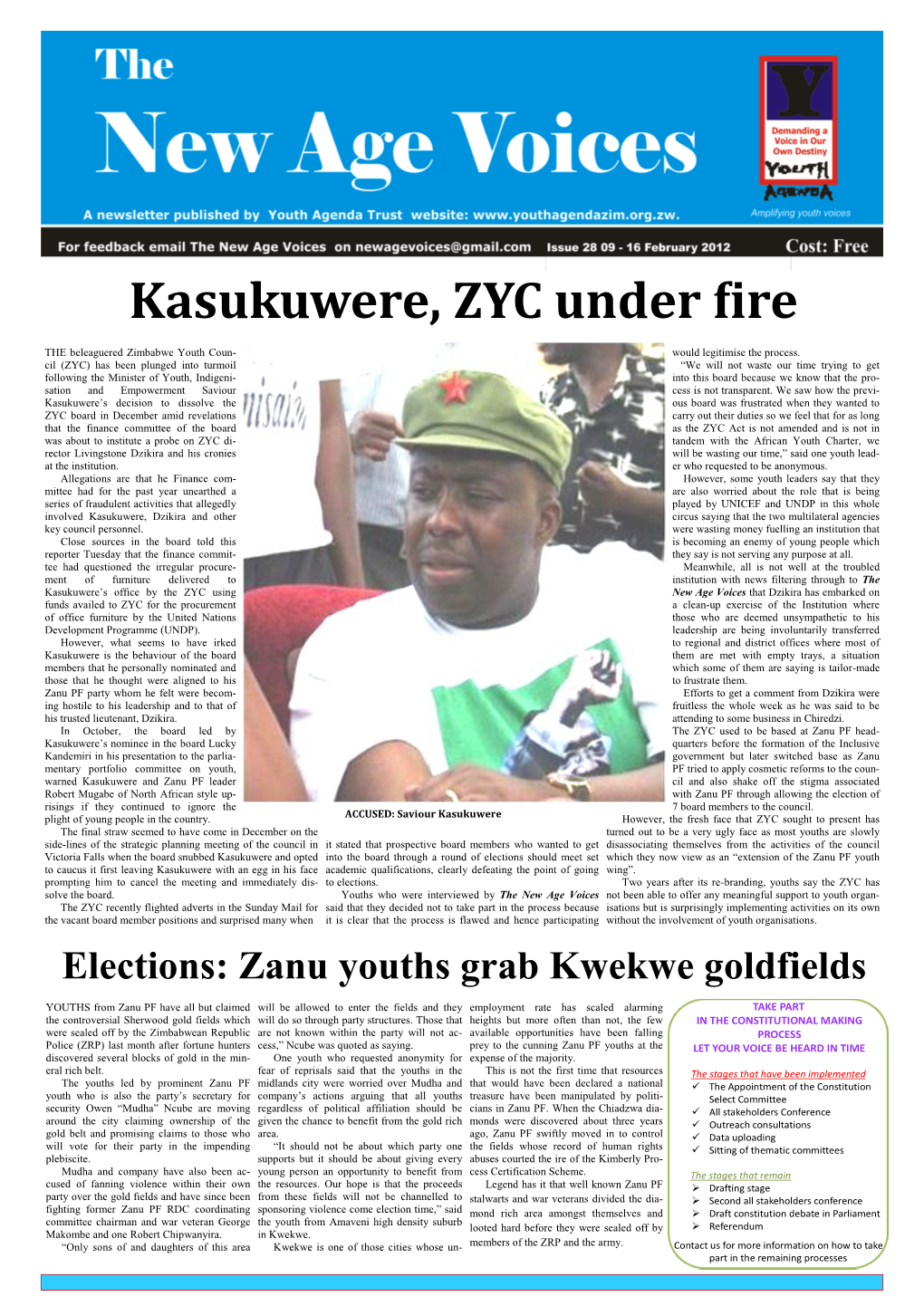 Kasukuwere, ZYC Under Fire