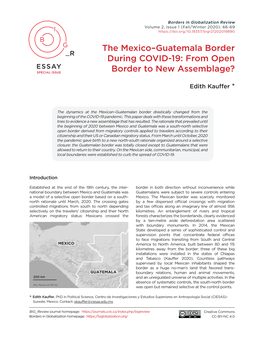 The Mexico–Guatemala Border During COVID-19: from Open Border to New Assemblage?”