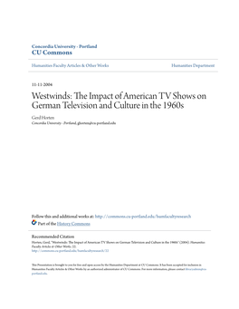 The Impact of American TV Shows on German Television and Culture in the 1960S”