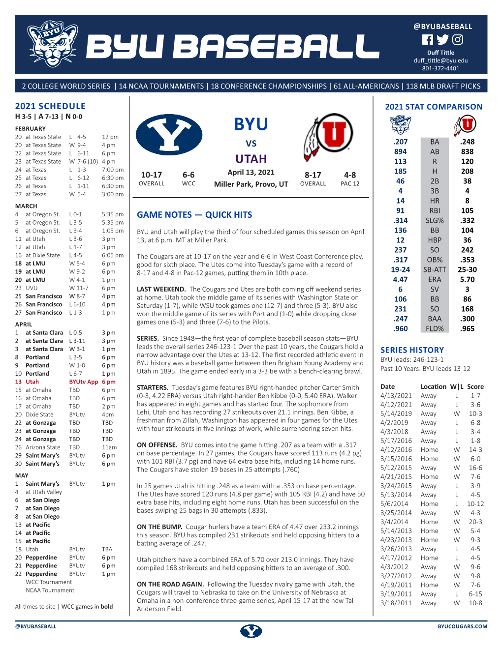 BYU-Utah Game 3 Notes