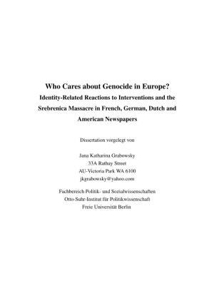 Who Cares About Genocide in Europe? Identity-Related Reactions to Interventions and the Srebrenica Massacre in French, German, Dutch and American Newspapers