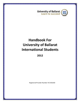 Handbook for University of Ballarat International Students