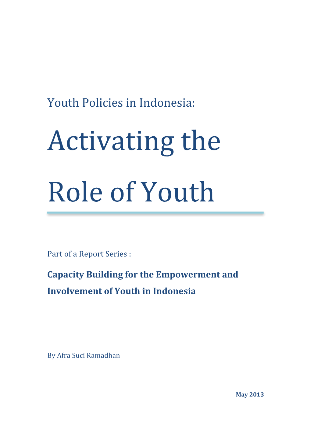 Indonesia: Activating the Role of Youth