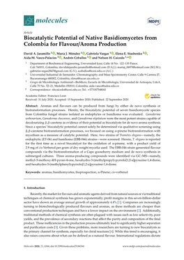Biocatalytic Potential of Native Basidiomycetes from Colombia for Flavour/Aroma Production