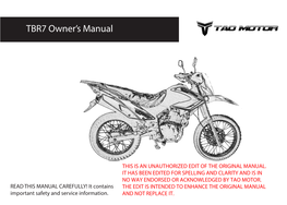 TBR7 Owner's Manual