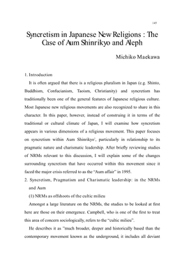 Syncretism in Japanese New Religions : the Case of Aum Shinrikyo and Aleph