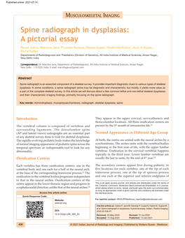Spine Radiograph in Dysplasias: a Pictorial Essay